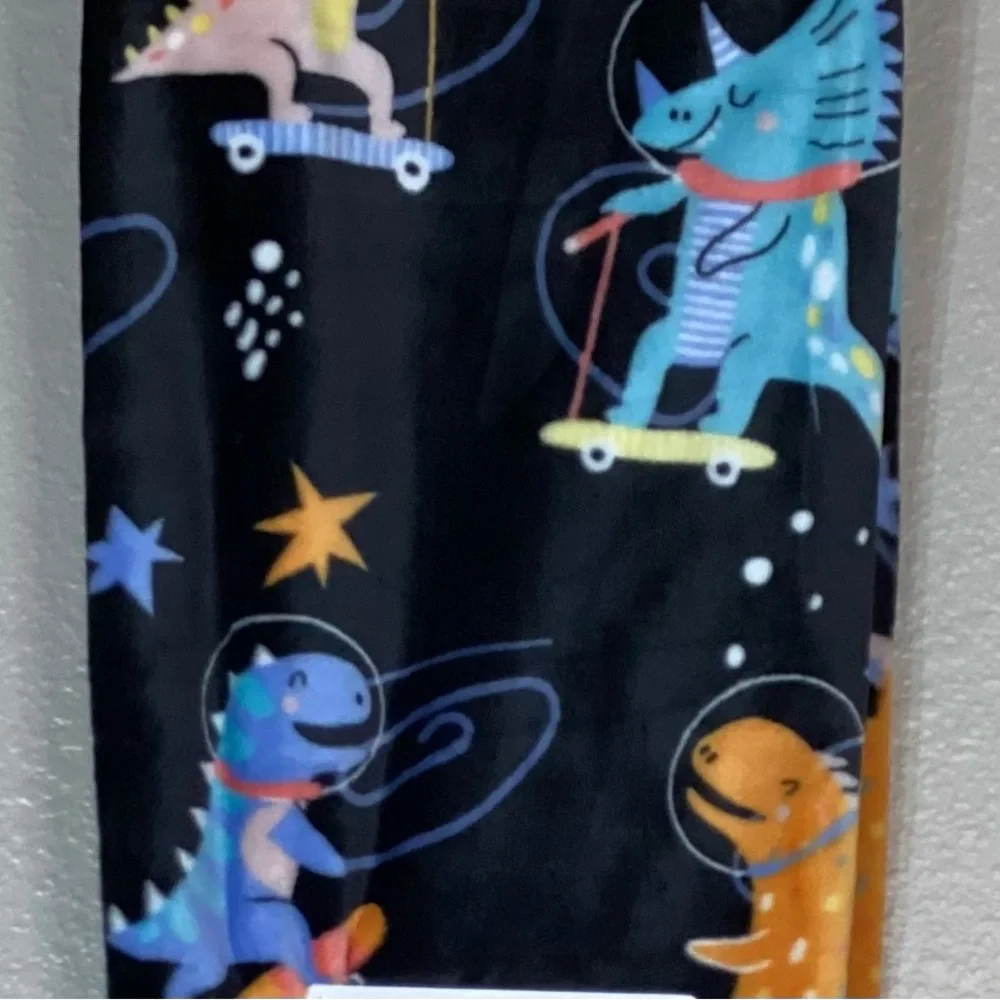 Navy Blue Dinosaurs on Skateboards Plush Throw.  NWT